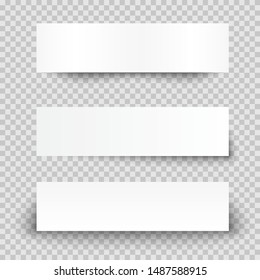 Set of banners with shadows for your design. Realistic shadow from paper banners on a transparent background. Web site header and banner set. Header blank web banner shadow template.