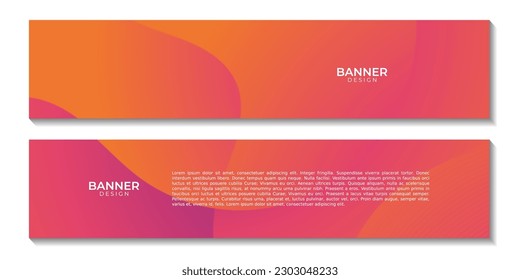 un conjunto de banners simple fondo de gradiente de onda naranja para los negocios