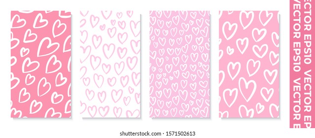 Set of banners for socail networks. Can be used for mobile app, poster, flyer, coupon, gift card, smartphone template. Design for valentines day. The style of children's drawing.