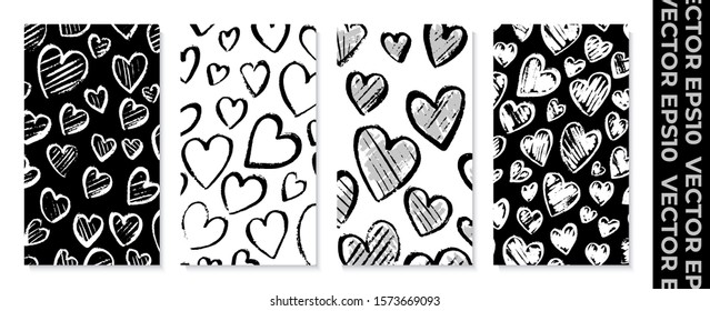 Set of banners for socail networks. Can be used for website, mobile app, poster, flyer, coupon, card, smartphone. Design for valentines day. The style of children's drawing. Stock vector illustration.