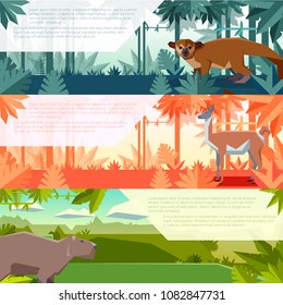 Set of banners with south america animals