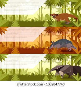 Set of banners with south america animals