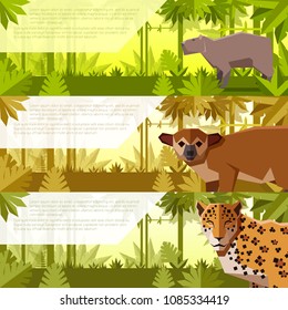 Set of banners with south america animals