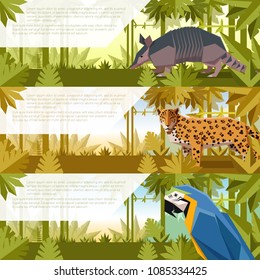 Set of banners with south america animals