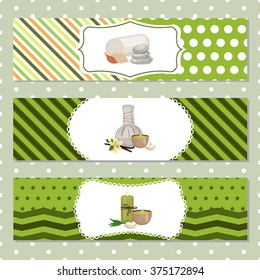 Set of banners with Spa theme object. Beauty, spa theme. 