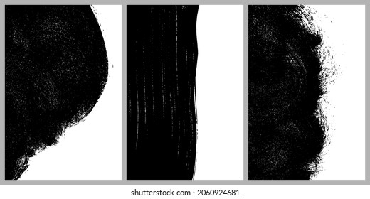 Set of banners with space for text. Black brush strokes isolated on white. Ink splatter. Paint droplets. Vector watercolor cover. Poster design elements. Abstract background. Illustration, EPS 10.