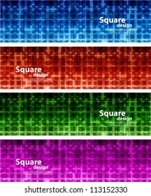 Set of banners with squares