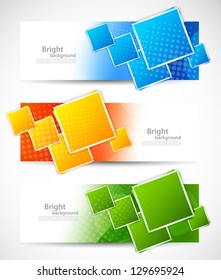 Set of banners with squares