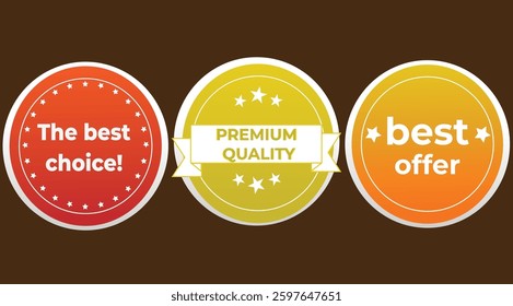 set of banners, stamp with stars, Bold Text, fild for text, premium quality, best choice, best offer