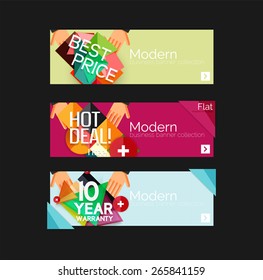 Set of banners with stickers, labels and elements for sale. Vector illustration