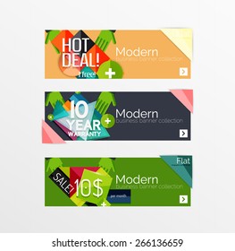 Set of banners with stickers, labels and elements for sale. Vector illustration