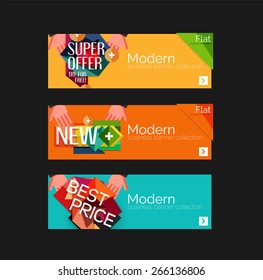 Set of banners with stickers, labels and elements for sale. Vector illustration