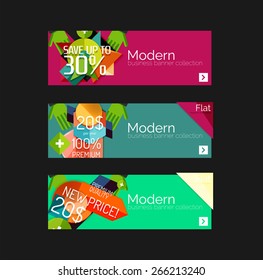 Set of banners with stickers, labels and elements for sale. Vector illustration