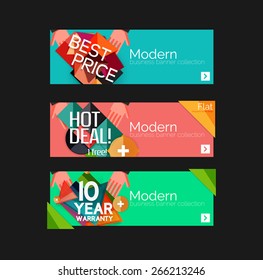 Set of banners with stickers, labels and elements for sale. Vector illustration