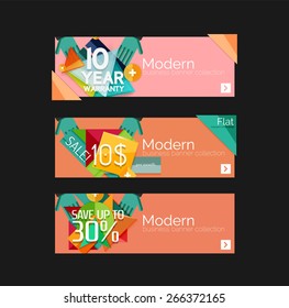 Set of banners with stickers, labels and elements for sale. Vector illustration