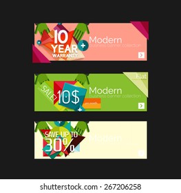 Set of banners with stickers, labels and elements for sale. Vector illustration