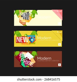 Set of banners with stickers, labels and elements for sale. Vector illustration