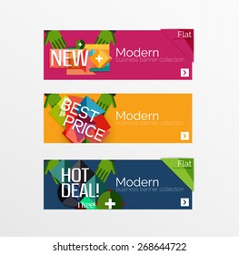 Set of banners with stickers, labels and elements for sale. Vector illustration