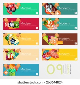 Set of banners with stickers, labels and elements for sale. Vector illustration
