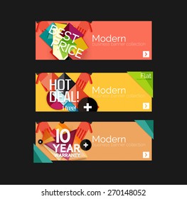 Set of banners with stickers, labels and elements for sale. Vector illustration