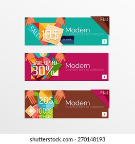 Set of banners with stickers, labels and elements for sale. Vector illustration