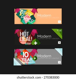Set of banners with stickers, labels and elements for sale. Vector illustration