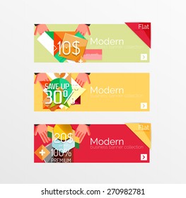 Set of banners with stickers, labels and elements for sale. Vector illustration