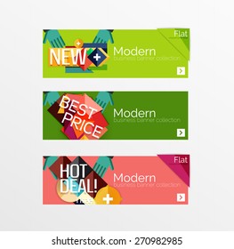 Set of banners with stickers, labels and elements for sale. Vector illustration
