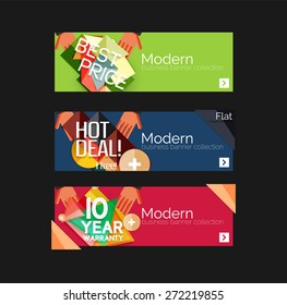 Set of banners with stickers, labels and elements for sale. Vector illustration
