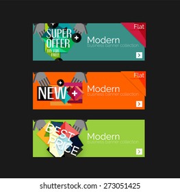 Set of banners with stickers, labels and elements for sale. Vector illustration