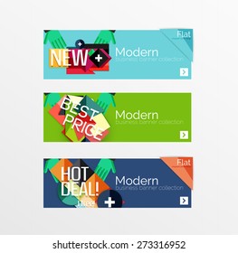 Set of banners with stickers, labels and elements for sale. Vector illustration