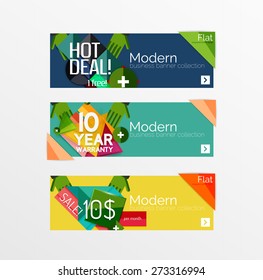 Set of banners with stickers, labels and elements for sale. Vector illustration