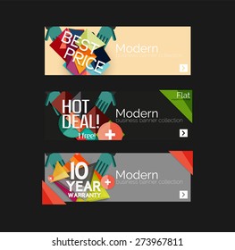 Set of banners with stickers, labels and elements for sale. Vector illustration