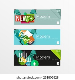 Set of banners with stickers, labels and elements for sale. Vector illustration