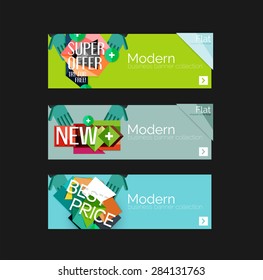 Set of banners with stickers, labels and elements for sale. Vector illustration