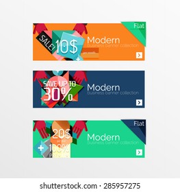 Set of banners with stickers, labels and elements for sale. Vector illustration