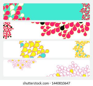 set of banners with stylized foliage pattern in fresh spring shades