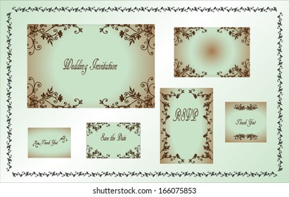 Set of banners and tags, great for wedding invitations, thank you cards, etc