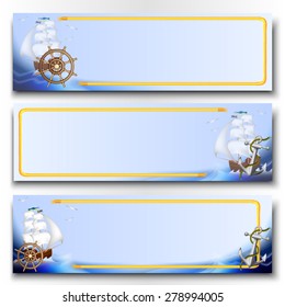 Set banners with tall ship