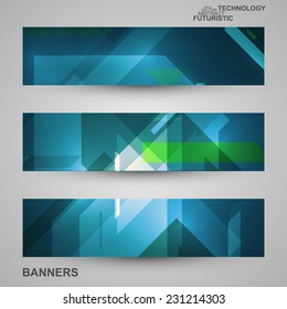 Set of banners, technology art illustration, vector eps10