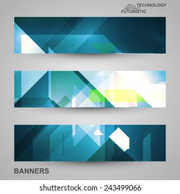 Set of banners, technology art illustration, vector eps10