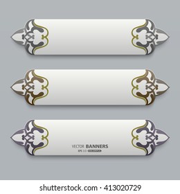 Set of banners template with floral elements and dark pale colors