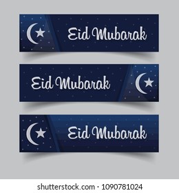 Set of banners template with Islamic design . Greeting Eid Mubarak .