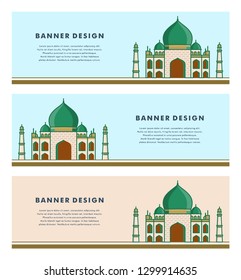 Set of banners template with Islamic design - Vector