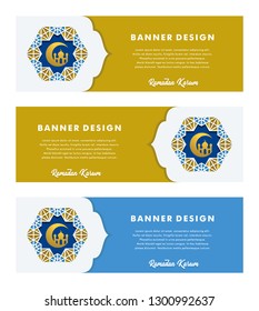 Set of banners template with Islamic design - Vector