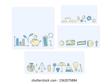 set of banners templates with finance elements. Business concept. Vector color illustration.