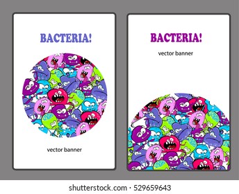 Set of banners templates with funny monsters background