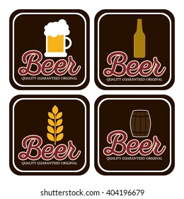 Set of banners with text and different beer icons