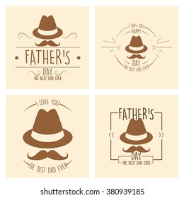 Set of banners with text and different elements for father's day