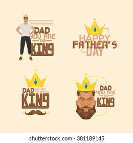 Set of banners with text and different elements for father's day